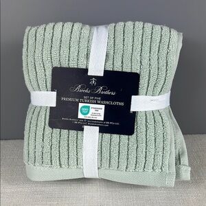 Brooks Brothers Green Turkish Washcloth Set 100% Cotton Luxury Soft 5 Pc NEW